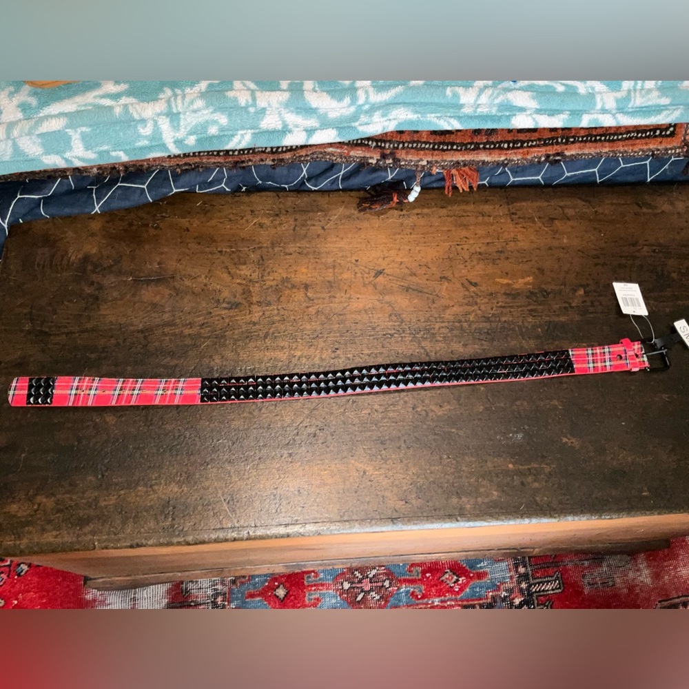Hot Topic Plaid Belt with Studs